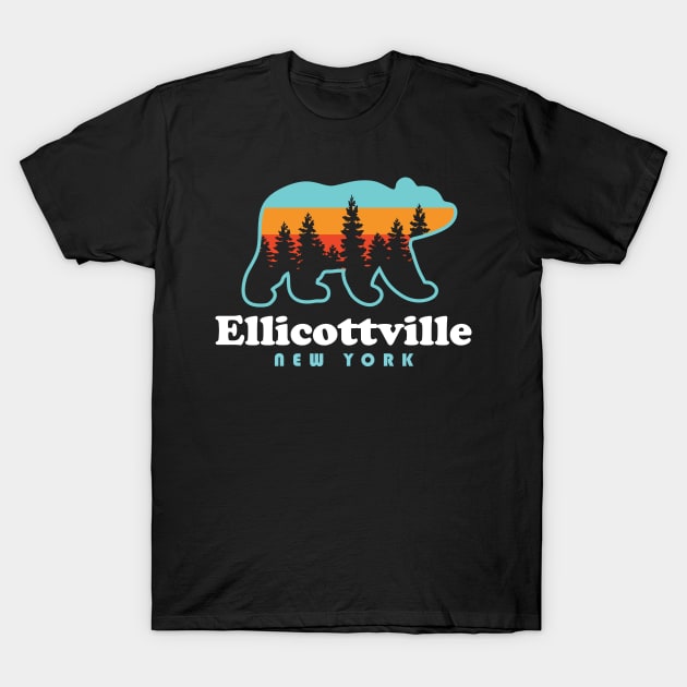 Ellicottville New York Bear Ski T-Shirt by PodDesignShop